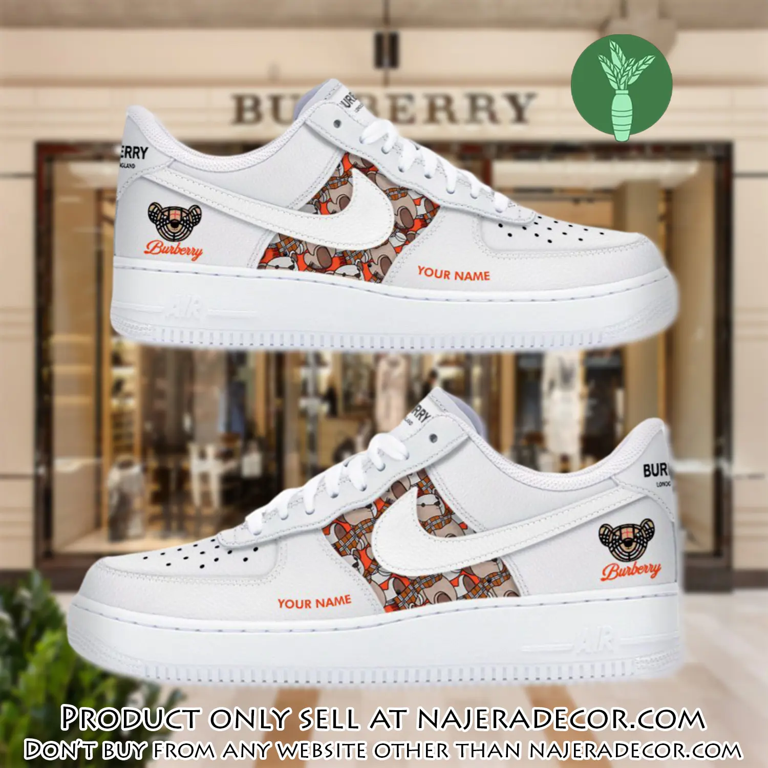 Personalized burberry luxury air force 1 sneakers limited af1 shoes oaf1000 njr1537712